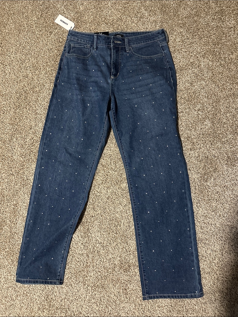Express Dark Blue Embellished Women’s Jeans - Unbranded